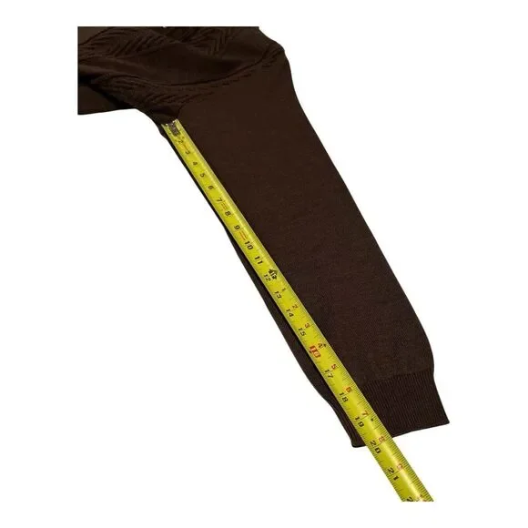 Tom James Men's CoffeeBrown Wool Blend Quarter Button Knit Sweater Sz S Made USA - Picture 8 of 13